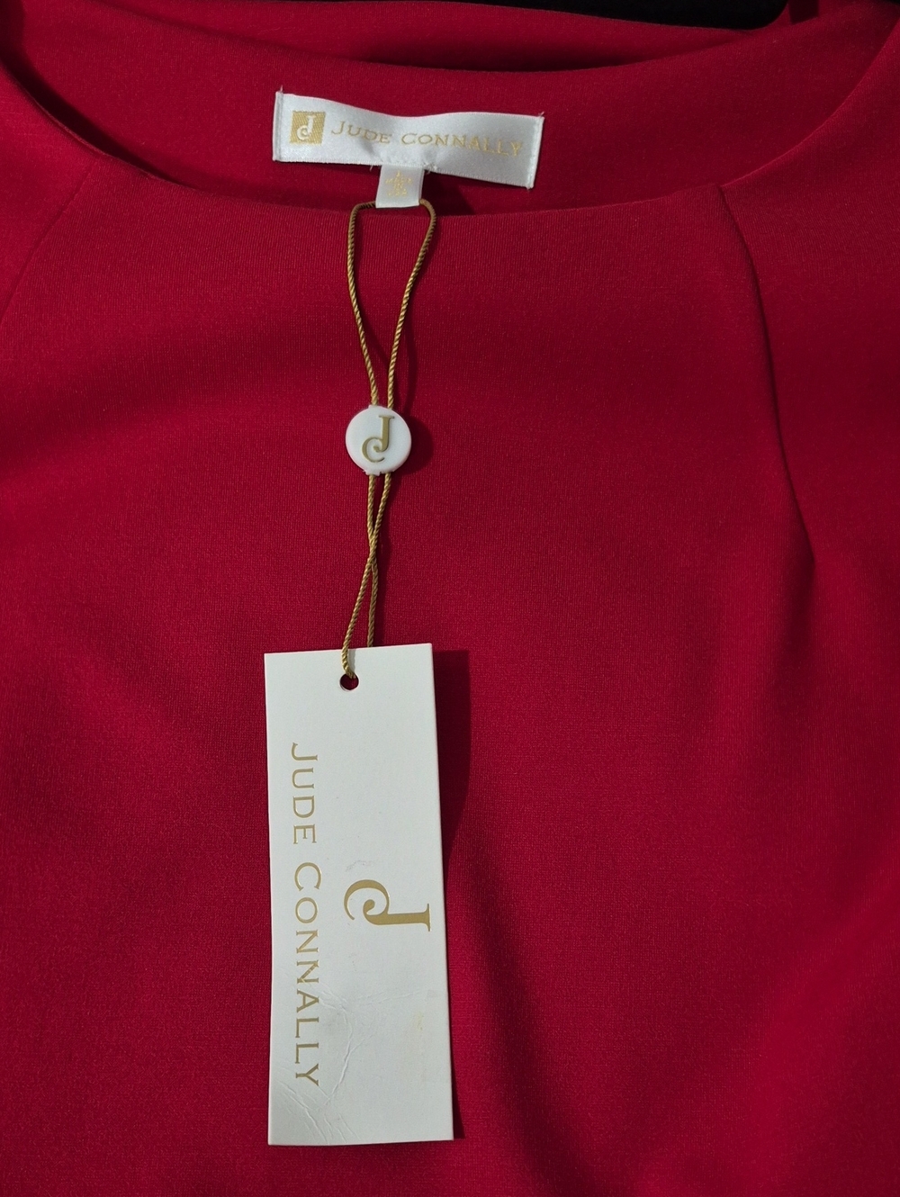 NWT Jude Connally Red Feather-Cuff Shift Dress- Large - Picture 6 of 8